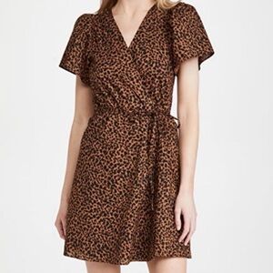 Madewell Leopard Print Wrap Dress 100% Cotton Mini Dress